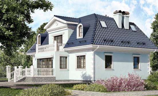 210-004-Л Проект двухэтажного дома с мансардой, простой дом из твинблока Коряжма | Проекты домов от House Expert