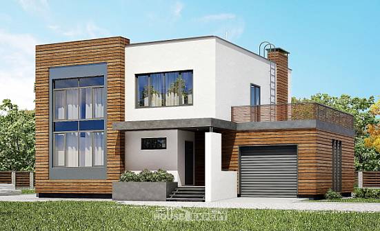 220-003-П Проект двухэтажного дома и гаражом, классический загородный дом из бризолита Архангельск | Проекты домов от House Expert