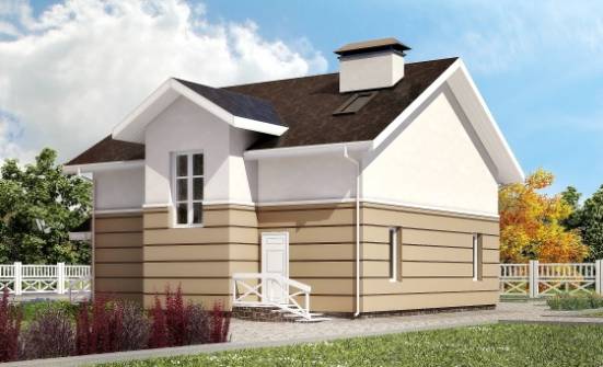155-009-П Проект двухэтажного дома мансардой, доступный коттедж из блока Котлас | Проекты домов от House Expert