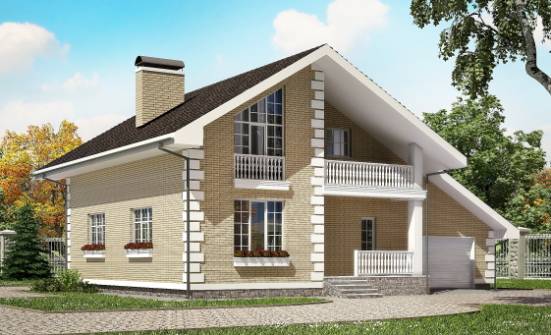 190-005-П Проект двухэтажного дома мансардой и гаражом, уютный коттедж из бризолита Няндома | Проекты домов от House Expert