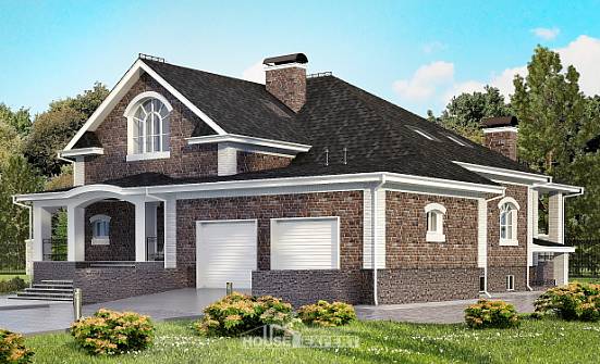 490-001-П Проект трехэтажного дома с мансардой, гараж, классический домик из кирпича Мирный | Проекты домов от House Expert