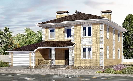 220-006-Л Проект двухэтажного дома и гаражом, современный дом из блока Мирный | Проекты домов от House Expert