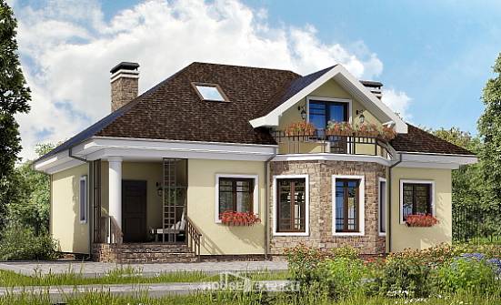 150-008-Л Проект двухэтажного дома мансардой, недорогой дом из газобетона Каргополь | Проекты домов от House Expert
