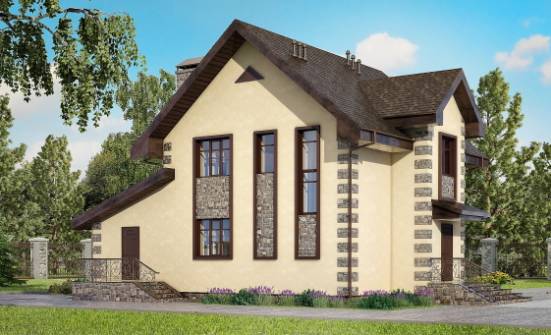 160-004-П Проект двухэтажного дома и гаражом, бюджетный домик из блока Архангельск | Проекты домов от House Expert