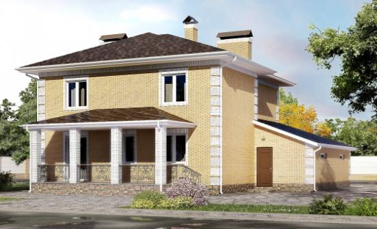220-006-Л Проект двухэтажного дома и гаражом, современный дом из блока Мирный | Проекты домов от House Expert