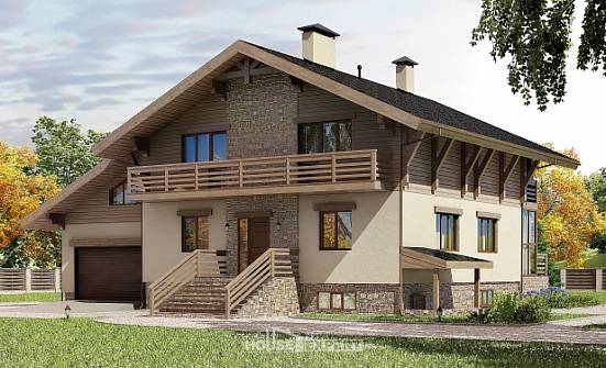 420-001-Л Проект трехэтажного дома с мансардным этажом и гаражом, классический загородный дом из кирпича Мирный | Проекты домов от House Expert