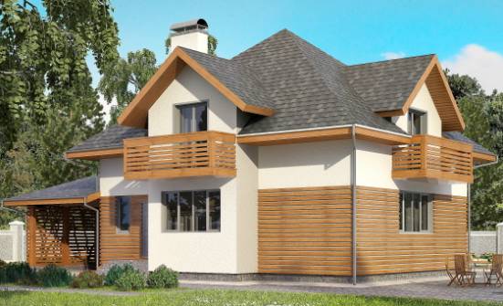 155-004-П Проект двухэтажного дома мансардой, гараж, небольшой загородный дом из пеноблока Архангельск | Проекты домов от House Expert