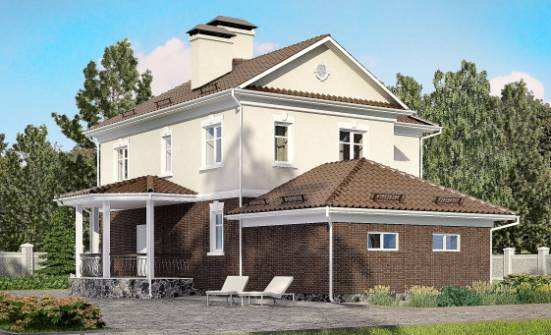 190-002-Л Проект двухэтажного дома и гаражом, классический дом из твинблока Новодвинск | Проекты домов от House Expert
