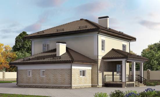 220-007-П Проект двухэтажного дома и гаражом, классический коттедж из кирпича Новодвинск | Проекты домов от House Expert