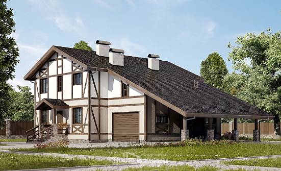 250-002-П Проект двухэтажного дома мансардный этаж, гараж, классический коттедж из кирпича Вельск | Проекты домов от House Expert