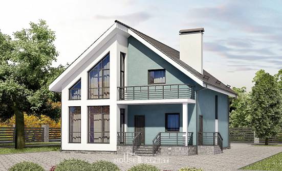 170-006-П Проект двухэтажного дома с мансардным этажом, экономичный коттедж из газобетона Коряжма | Проекты домов от House Expert