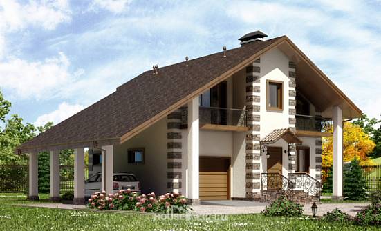 150-003-Л Проект двухэтажного дома мансардой, гараж, современный коттедж из дерева Коряжма | Проекты домов от House Expert