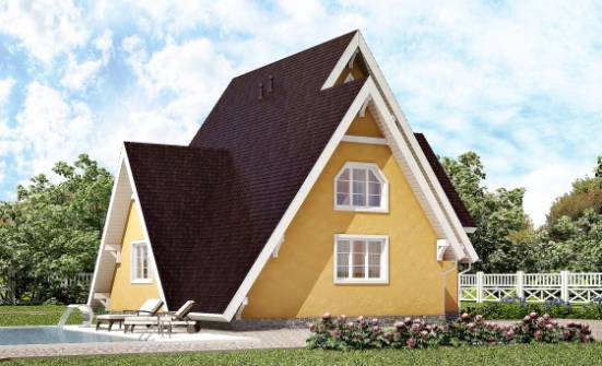 155-008-П Проект двухэтажного дома мансардный этаж, простой коттедж из бревен Няндома | Проекты домов от House Expert