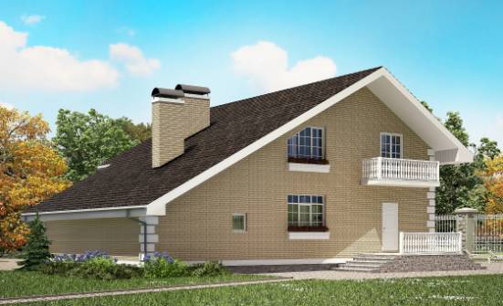 190-005-П Проект двухэтажного дома мансардой и гаражом, уютный коттедж из бризолита Няндома | Проекты домов от House Expert