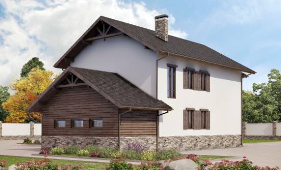 200-005-П Проект двухэтажного дома и гаражом, классический домик из теплоблока Каргополь | Проекты домов от House Expert