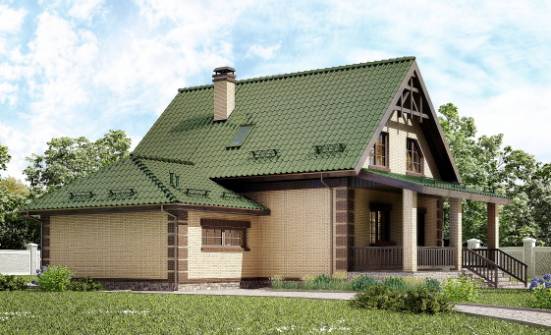 160-007-П Проект двухэтажного дома мансардный этаж и гаражом, скромный домик из арболита Каргополь | Проекты домов от House Expert