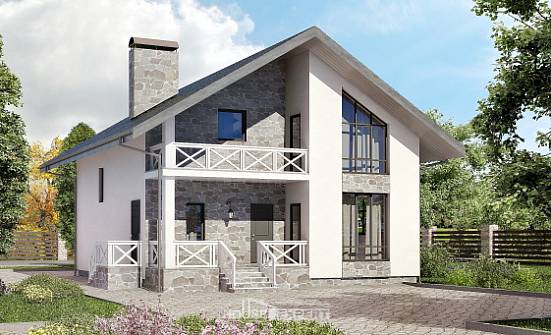 155-001-Л Проект двухэтажного дома с мансардным этажом, гараж, классический дом из твинблока Няндома | Проекты домов от House Expert