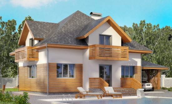 155-004-П Проект двухэтажного дома мансардой, гараж, небольшой загородный дом из пеноблока Архангельск | Проекты домов от House Expert