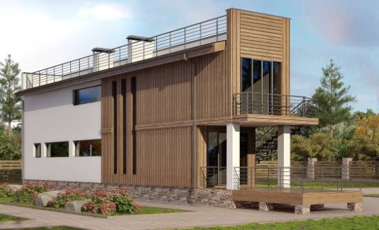 100-003-Л Проект двухэтажного дома, скромный загородный дом из твинблока Мирный | Проекты домов от House Expert