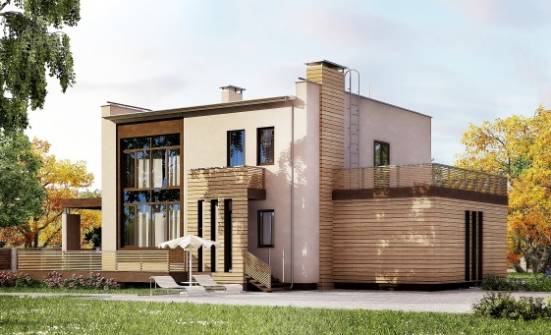 220-003-Л Проект двухэтажного дома, гараж, современный домик из бризолита Архангельск | Проекты домов от House Expert