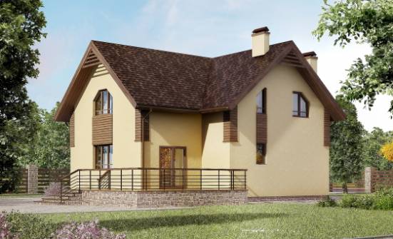 150-009-Л Проект двухэтажного дома с мансардой, бюджетный загородный дом из бризолита Коряжма | Проекты домов от House Expert