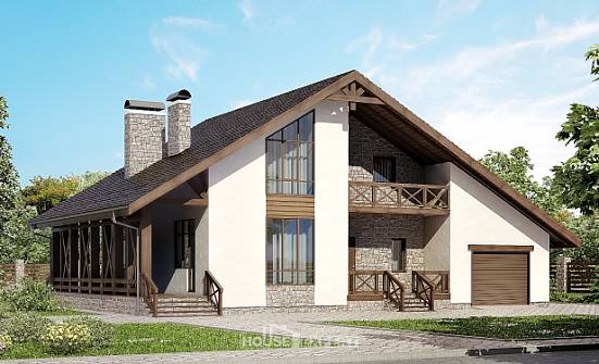 265-001-П Проект двухэтажного дома мансардный этаж, гараж, красивый загородный дом из пеноблока Новодвинск | Проекты домов от House Expert