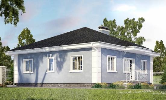 100-001-П Проект одноэтажного дома, современный коттедж из пеноблока Вельск | Проекты домов от House Expert