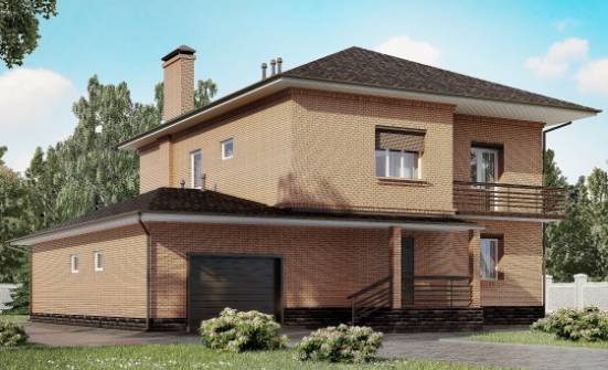 245-003-Л Проект двухэтажного дома и гаражом, просторный домик из кирпича Мирный | Проекты домов от House Expert