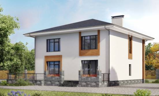 180-015-П Проект двухэтажного дома, скромный дом из поризованных блоков Новодвинск | Проекты домов от House Expert