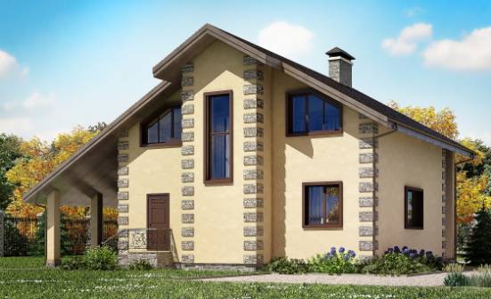 150-003-П Проект двухэтажного дома мансардой, гараж, недорогой дом из пеноблока Котлас | Проекты домов от House Expert