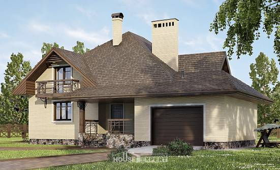 275-003-П Проект двухэтажного дома мансардой, гараж, красивый коттедж из кирпича Новодвинск | Проекты домов от House Expert