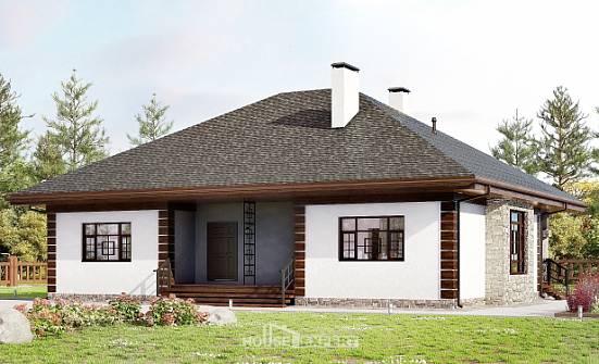 135-003-П Проект одноэтажного дома, бюджетный коттедж из теплоблока Архангельск | Проекты домов от House Expert