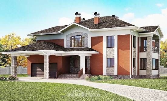 400-002-Л Проект двухэтажного дома и гаражом, просторный домик из кирпича Няндома | Проекты домов от House Expert