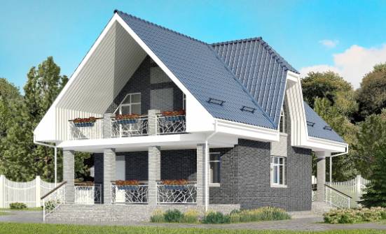 125-002-Л Проект двухэтажного дома с мансардой, гараж, компактный дом из бризолита Архангельск | Проекты домов от House Expert