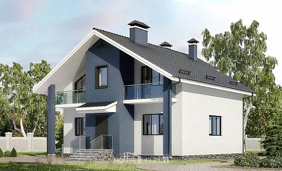 150-005-П Проект двухэтажного дома мансардой, экономичный домик из газобетона Мирный | Проекты домов от House Expert