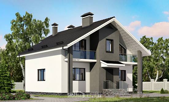 150-005-Л Проект двухэтажного дома мансардный этаж, небольшой дом из бризолита Новодвинск | Проекты домов от House Expert