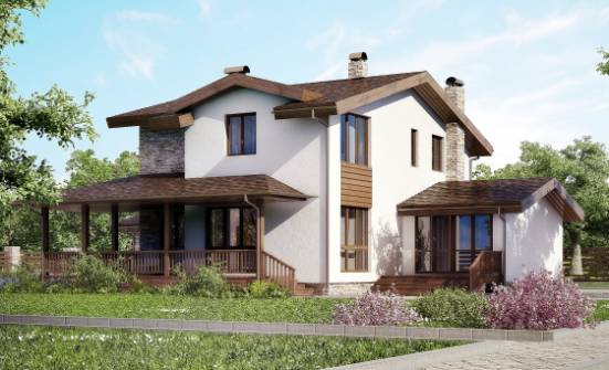 220-001-П Проект двухэтажного дома с мансардой и гаражом, классический домик из газосиликатных блоков Вельск | Проекты домов от House Expert