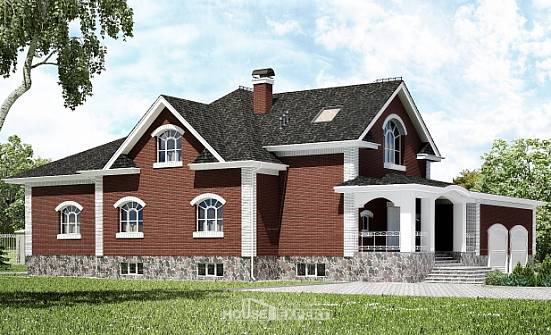 600-001-П Проект трехэтажного дома мансардой и гаражом, большой дом из арболита Северодвинск | Проекты домов от House Expert