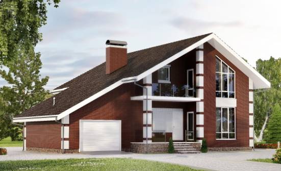 180-001-Л Проект двухэтажного дома с мансардой и гаражом, компактный домик из пеноблока Няндома | Проекты домов от House Expert
