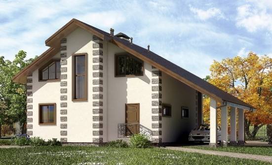 150-003-Л Проект двухэтажного дома мансардой, гараж, современный коттедж из дерева Коряжма | Проекты домов от House Expert