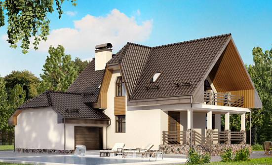 150-001-Л Проект двухэтажного дома мансардный этаж, гараж, скромный домик из блока Няндома | Проекты домов от House Expert