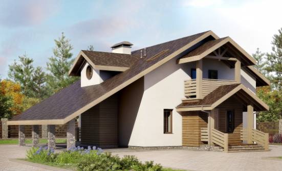 155-010-Л Проект двухэтажного дома мансардой, гараж, компактный домик из арболита Няндома | Проекты домов от House Expert