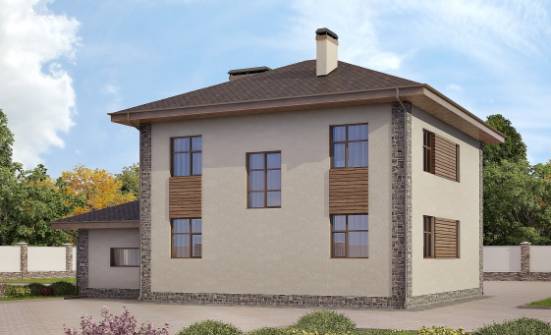 185-004-П Проект двухэтажного дома, гараж, средний домик из пеноблока Архангельск | Проекты домов от House Expert