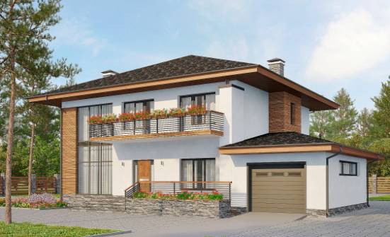 305-001-П Проект двухэтажного дома, гараж, огромный загородный дом из блока Северодвинск | Проекты домов от House Expert