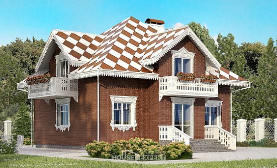 155-003-Л Проект двухэтажного дома мансардой, гараж, недорогой домик из керамзитобетонных блоков Каргополь | Проекты домов от House Expert