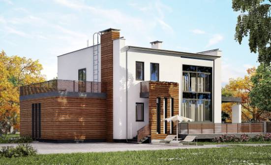 220-003-П Проект двухэтажного дома и гаражом, классический загородный дом из бризолита Архангельск | Проекты домов от House Expert