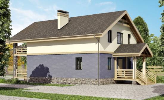 160-010-П Проект двухэтажного дома мансардой, бюджетный коттедж из пеноблока Каргополь | Проекты домов от House Expert