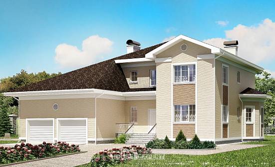 335-001-Л Проект двухэтажного дома и гаражом, уютный коттедж из кирпича Каргополь | Проекты домов от House Expert