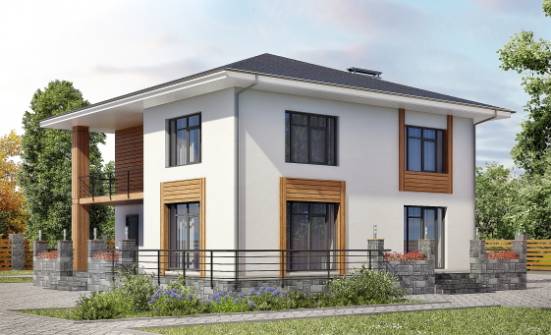 180-015-П Проект двухэтажного дома, скромный дом из поризованных блоков Новодвинск | Проекты домов от House Expert