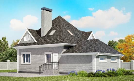 135-001-Л Проект двухэтажного дома мансардой и гаражом, скромный коттедж из кирпича Няндома | Проекты домов от House Expert